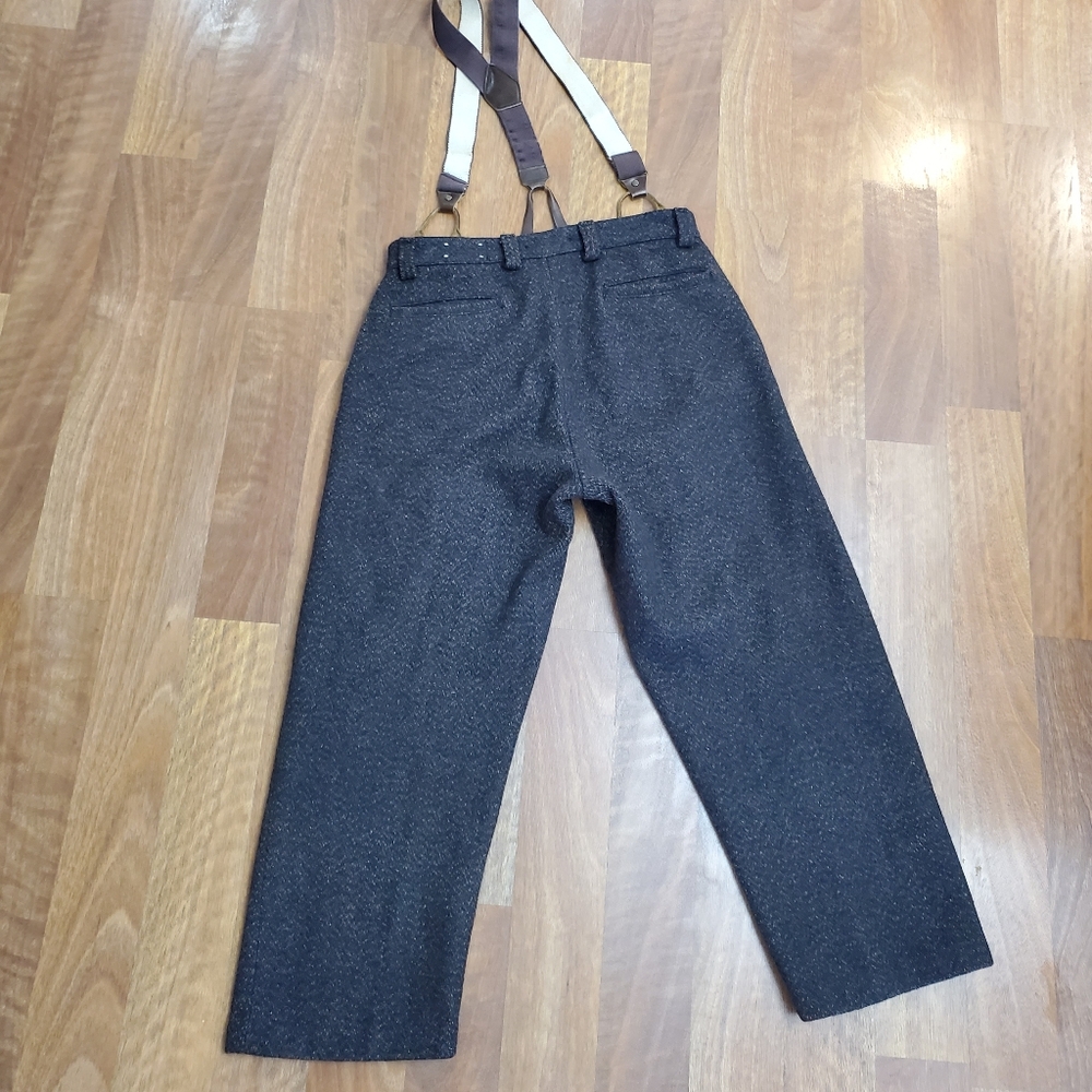 VTG PIONEER Wool Tweed Work Pants with Suspenders 32-34 W 26  Leg